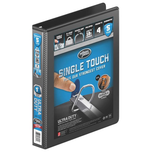 Wilson Jones 1" Black Ultra Duty D-Ring View Binder 12pk - W86611PP2