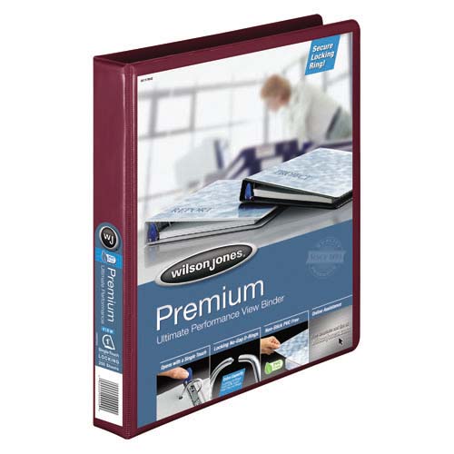 Wilson Jones 1" Dark Red Premium Locking D-Ring Binders - 6pk