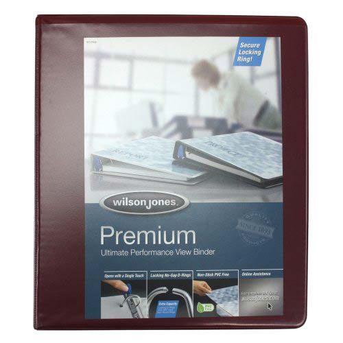 Wilson Jones 1" Dark Red Premium Locking D-Ring Binders - 6pk