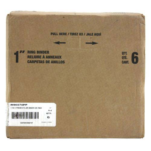 Wilson Jones 1" Dark Red Premium Locking D-Ring Binders - 6pk