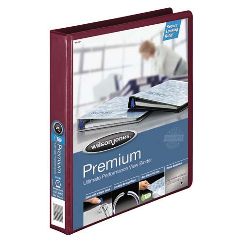 Wilson Jones 1" Dark Red Premium Single-Touch Binders - 6pk