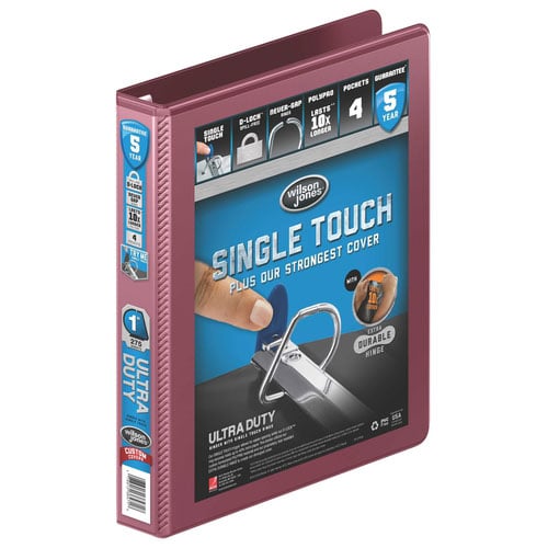 Wilson Jones 1" Dark Red Ultra Duty D-Ring View Binder 12pk - W866-14-195PP
