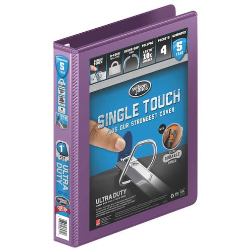 Wilson Jones 1" Eggplant Ultra Duty D-Ring View Binder 12pk - W866-14-519PP