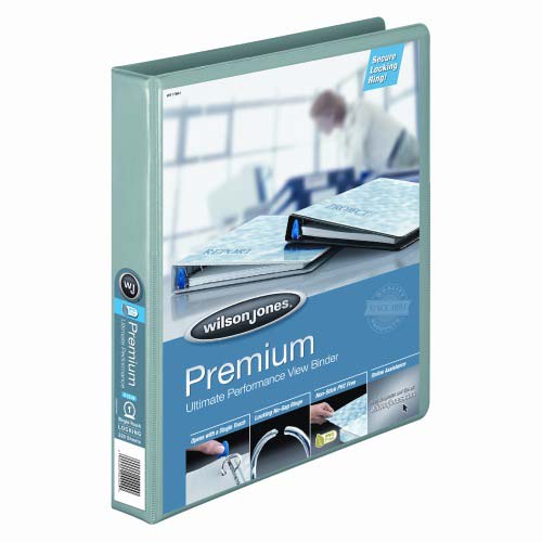 Wilson Jones 1" Seafoam Premium Single-Touch Binders - 6pk