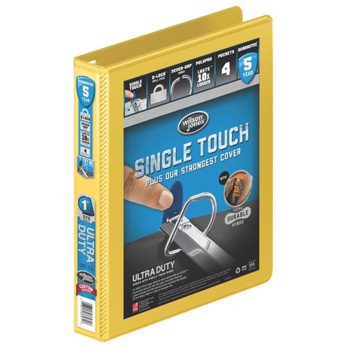 Wilson Jones 1" Yellow Ultra Duty D-Ring View Binder - 12pk