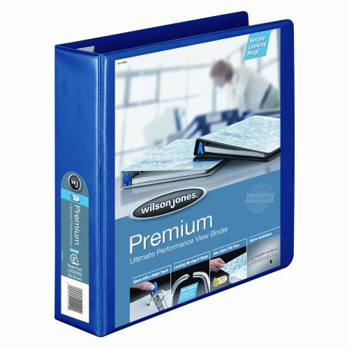 Wilson Jones 2" Blue Premium Locking D-Ring Binders - 6pk