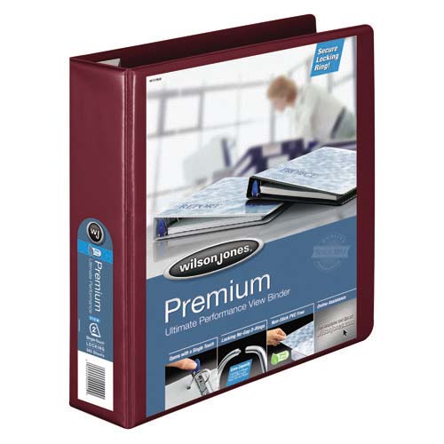 Wilson Jones 2" Dark Red Premium Locking D-Ring Binders - 6pk