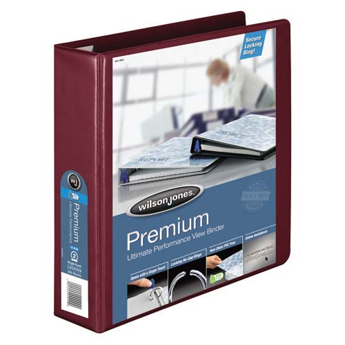 Wilson Jones 2" Dark Red Premium Single-Touch Binders - 6pk