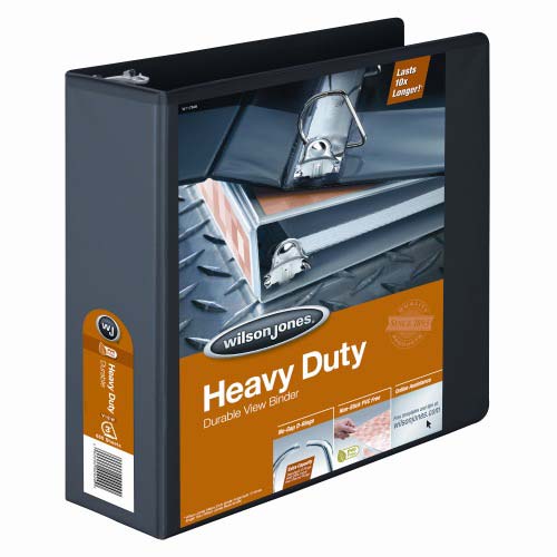 Wilson Jones 3" Black Heavy Duty D-Ring View Binders - 8pk
