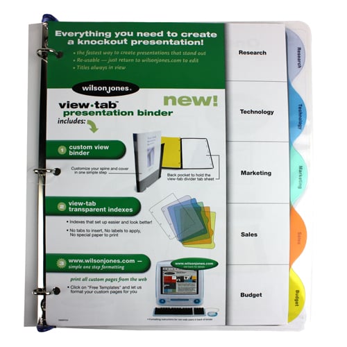 Wilson Jones 5/8" White 5 Tab View-Tab Binders 12pk - W55364