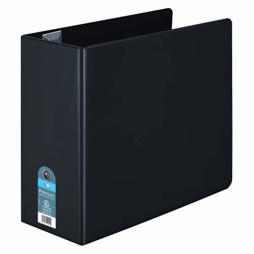 Wilson Jones 5" Black Premium Opaque D-Ring Binders 2pk - W87615PP