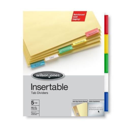 Wilson Jones 5-tab Clear Gold Pro Buff Insertable Tabs - W54125