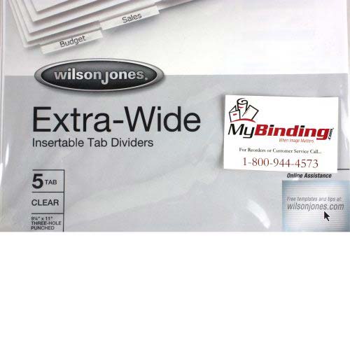 Wilson Jones 5-tab Clear Oversized Insertable Indexes - W55206