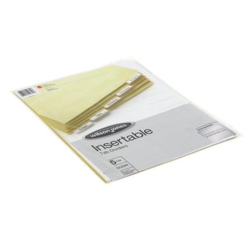 Wilson Jones 5-tab Clear Single-Sided Insertable Tab Indexes - W54310A - Clearance Sale