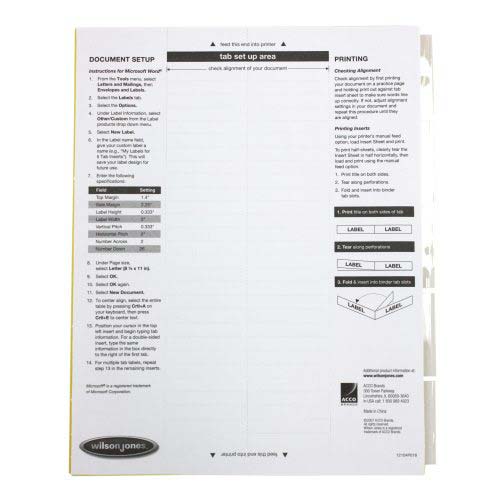 Wilson Jones 5-tab Clear Single-Sided Insertable Tab Indexes - W54310A - Clearance Sale