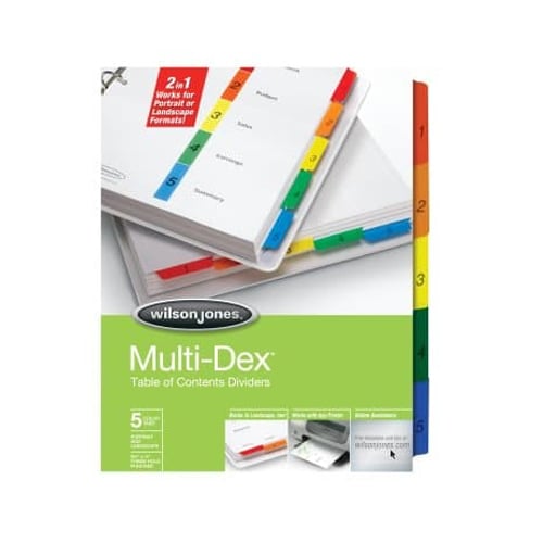 Wilson Jones 5-Tab MultiDex Indexes - W90503B