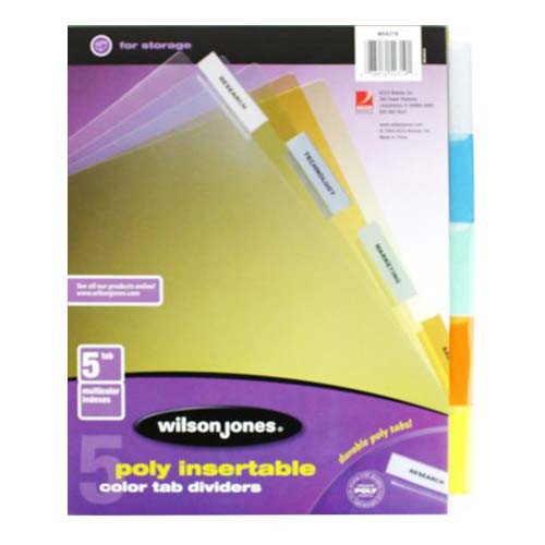 Wilson Jones 5-Tab Poly Insertable Index - W54319