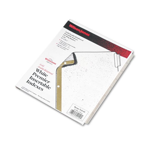 Wilson Jones 8-tab Clear Gold Pro White Insertable Tabs - W54149 - W54149A