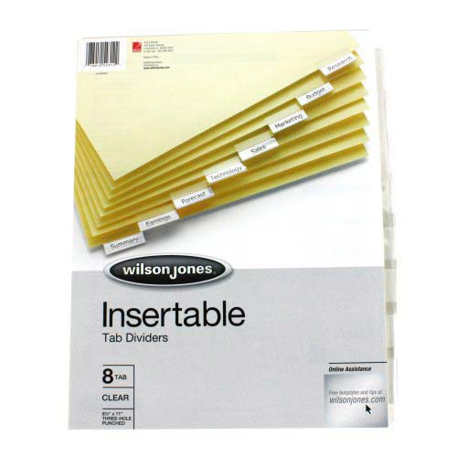 Wilson Jones 8-tab Clear Insertable Tab Indexes - W54312