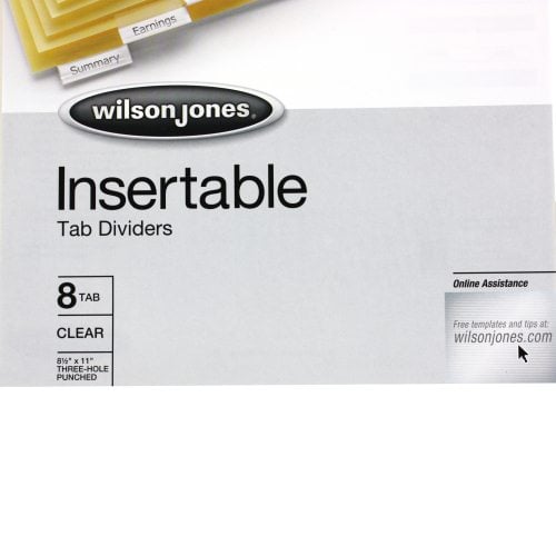 Wilson Jones 8-tab Clear Insertable Tab Indexes - W54312