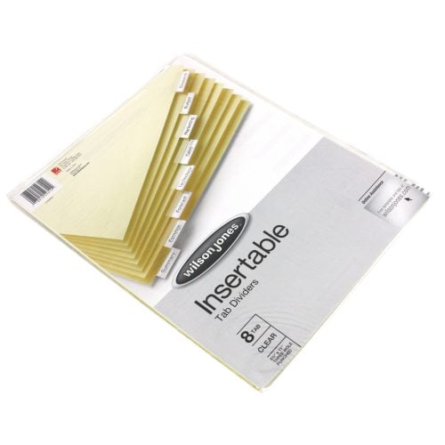 Wilson Jones 8-tab Clear Insertable Tab Indexes - W54312