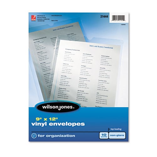 Wilson Jones 9" x 12" Vinyl Envelopes 10pk (21444) - Clearance Sale