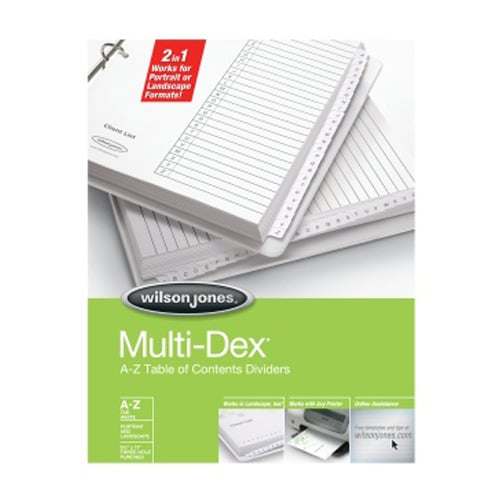 Wilson Jones Black/White A-Z Tab MultiDex Indexes - W90201