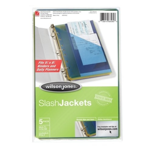 Wilson Jones 5.5"  x 8.5" 7-Hole Punched Assorted Mini Poly Slash Jackets 5pk (W21517) - Clearance Sale