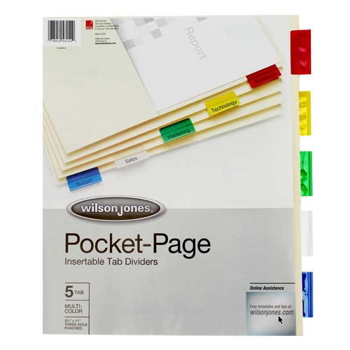 Wilson Jones Multicolor Tab Pocket Indexes - W53154