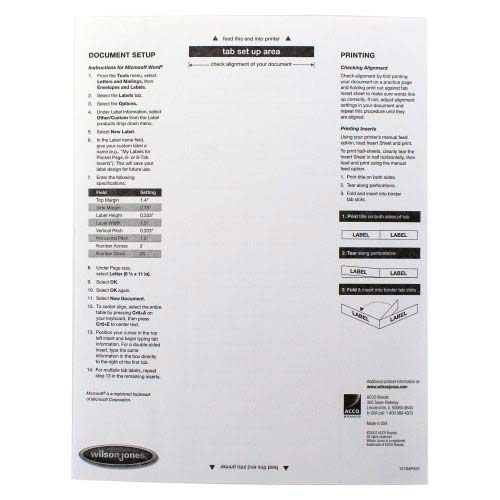 Wilson Jones Multicolor Tab Pocket Indexes - W53154