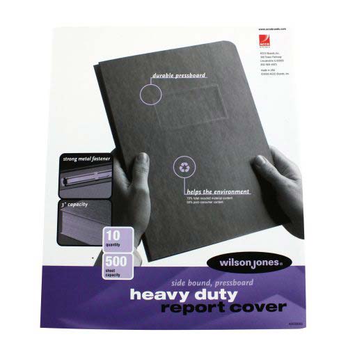 Acco Recycled Scored Hinge Black Pressboard Report Covers 10pk - ACC-25101