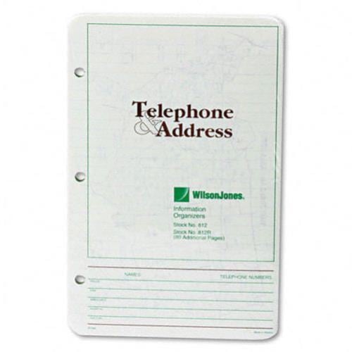 Wilson Jones Telephone Address Book Green Refill 10pk - W812R