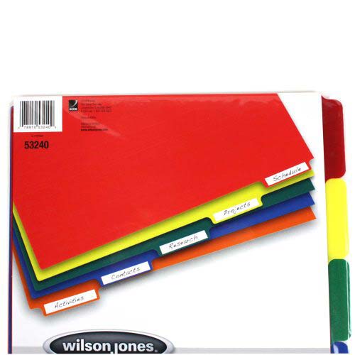 Wilson Jones Tough Tab Poly Indexes - W53240