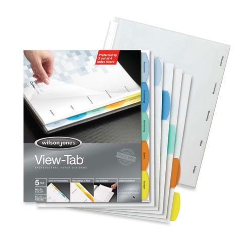 Wilson Jones View-Tab 5 Tab Multicolor Paper Dividers - W55964