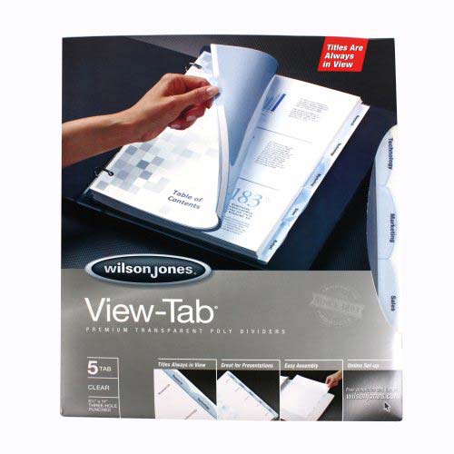 Wilson Jones View-Tab 5 Tab Square Clear Dividers - W55066
