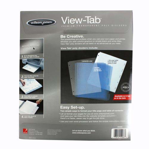 Wilson Jones View-Tab 5 Tab Square Clear Dividers - W55066