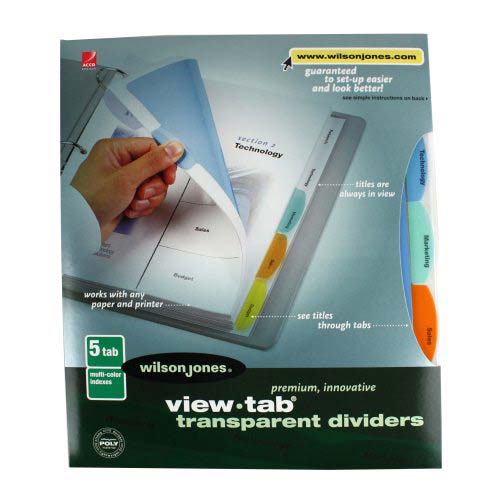 Wilson Jones View-Tab 5 Tab Square Multicolor Dividers - W55065