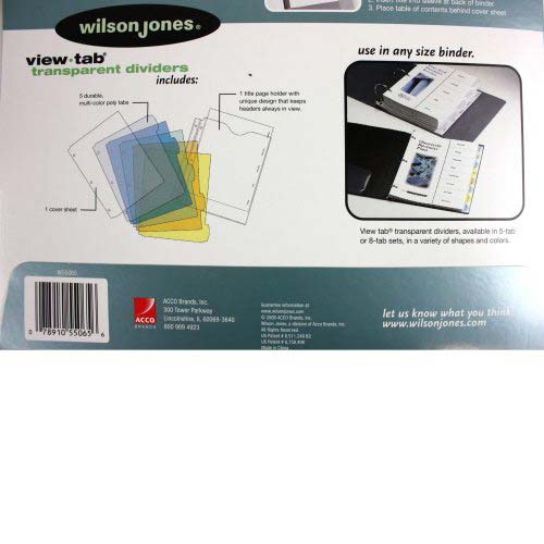 Wilson Jones View-Tab 5 Tab Square Multicolor Dividers - W55065