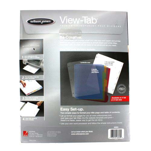 Wilson Jones View-Tab 5 Tab Transparent Dividers - W16303
