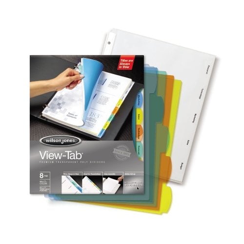 Wilson Jones View-Tab 8-Tab Square Multicolor Dividers - W55567