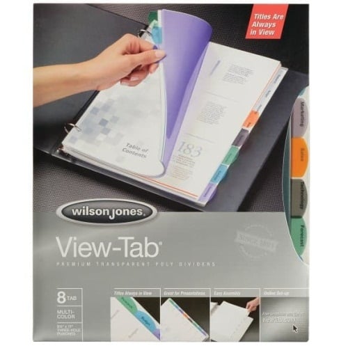 Wilson Jones View-Tab 8 Tab Transparent Dividers - W16304
