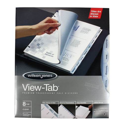 Wilson Jones View-Tab 8 Tab Transparent Dividers - W55068