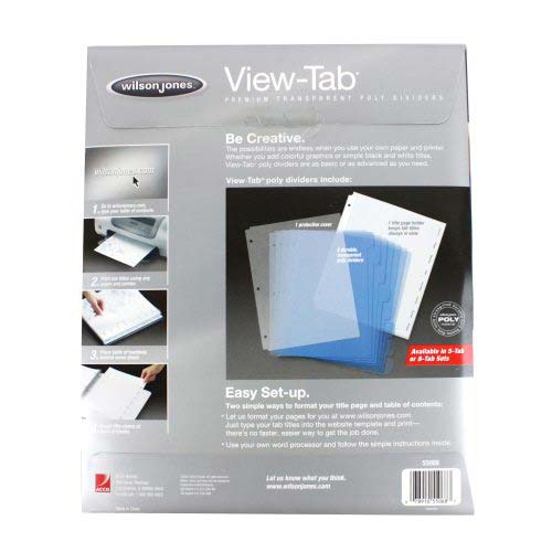Wilson Jones View-Tab 8 Tab Transparent Dividers - W55068