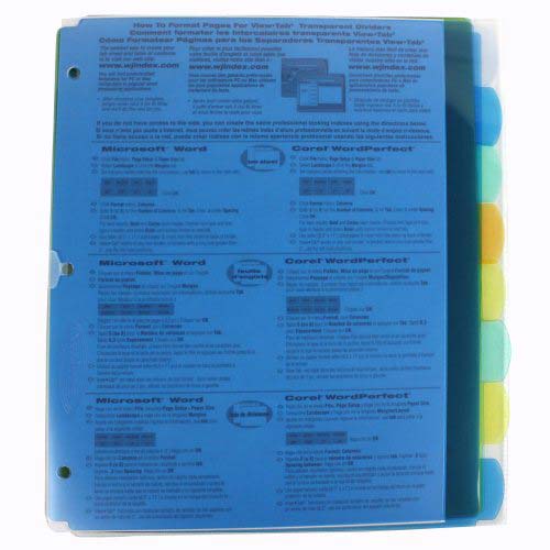 Wilson Jones View-Tab 8 Tab Wide Transparent Dividers - W55070