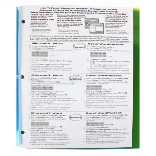 Wilson Jones View-Tab 8 Tab Wide Transparent Dividers - W55070