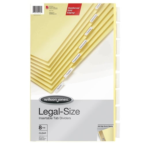 Wilson Jones 8-tab Gold Legal Size Insertable Tab Indexes - W54153