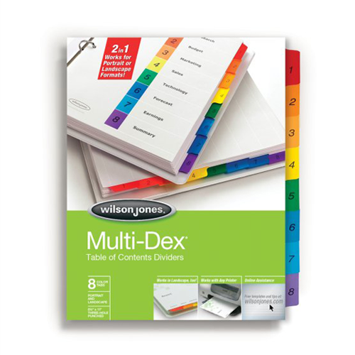 Wilson Jones 8-Tab MultiDex Indexes - W90803B