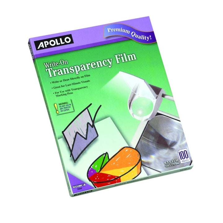 Apollo 4mil Write On Transparency Film 100pk - VWO100C-BE