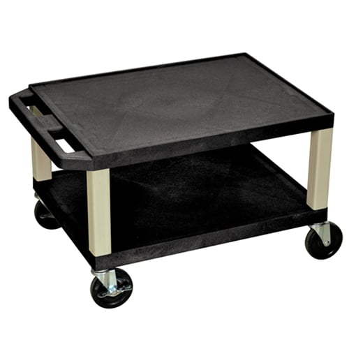 H. Wilson WT16E-P Black 16" High Tuffy Utility A/V Cart (2-Shelf Putty Legs)