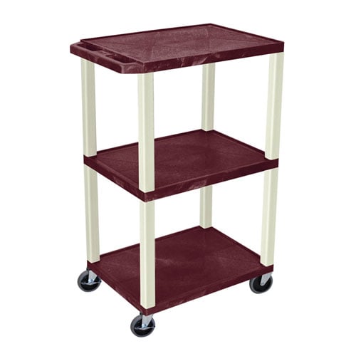 H. Wilson Tuffy 42"  Utility and Audio / Visual Cart (3-Shelf Putty Legs)
